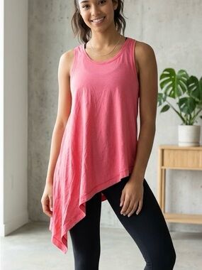 Lululemon Pink Asymmetrical Hem Side Slit SilkAppeal Tank Top Barbiecore Yoga